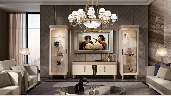 Wandmeubele Set 4-delig. Woonkamer rtv vitrine rek Moderne set groep hout tv