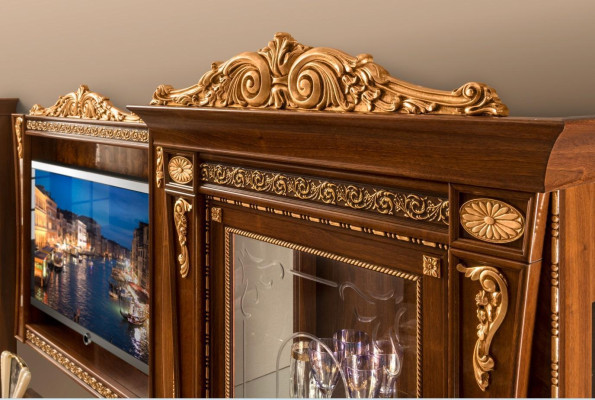 Set 4-delig. Woonkamer tv 2x Vitrine tv frame hout Luxe set Groep Italië