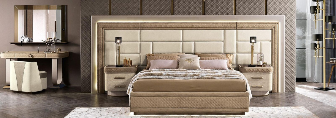 Ontwerpmeubelen Moderne Luxe Bedden Nieuw Bed 2x Nachtkastje 3 delig Slaapkamer Set