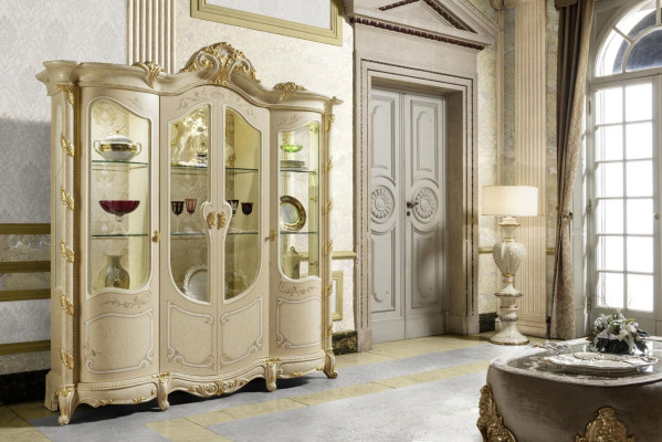 Kast massief hout dressoir vitrine woonkamer meubels Massief houten vitrines glas