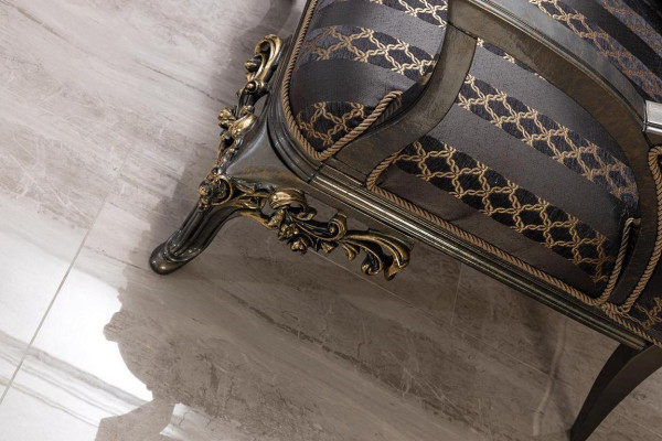 Barok Rococo 3-zits ontwerpersbank bank gestoffeerde banken stof textiel Nieuw