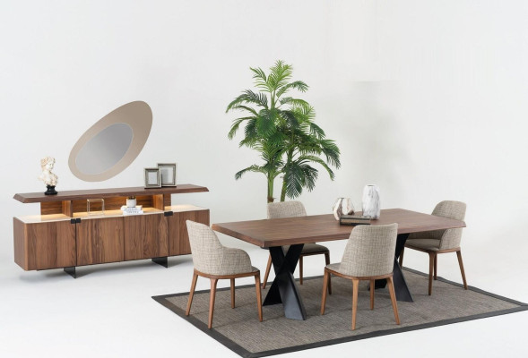 Eetkamerset Tafel 4x Stoelen Dressoir Spiegel Eetgroep Design