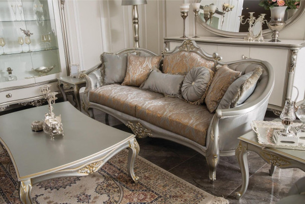 Luxe salontafel Klassieke salontafel Gouden zilveren tafel Hout