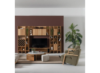 Woonkamerset Designer fauteuil 2x woonwand salontafel