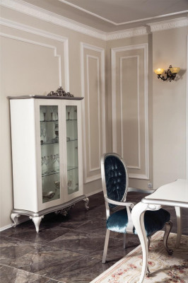 Vitrine Wit Glazen Kast Ontwerp Klassieke Kast Luxe Houten Meubels