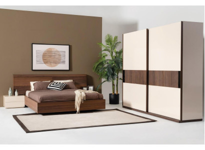 4-delige slaapkamer set Bed 2x Nachtkastjes Kledingkast Kast