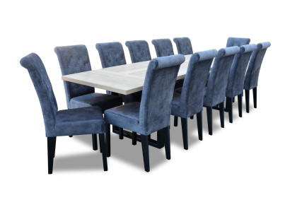 Luxe eetkamerset in modern design, 7-delig. Tafel + 6 stoelen, compleet nieuw.