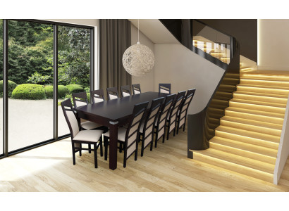 Compleet set eettafelstoel 12x stoelen eetkamer eetgroep houten tafels 13-delig
