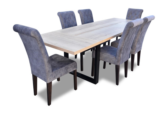 Klassieke set Eettafel + 6x Stoelen Armstoel Set Tafels Eetkamer Groep