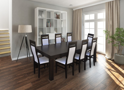 XXL vergadertafel met 8 stoelen, houten tafel met gestoffeerde set, vergadertafels.