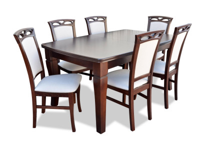 Eetkamer houten tafels eetset stoelgroep nieuw tafel 6 designstoelen 7-delig