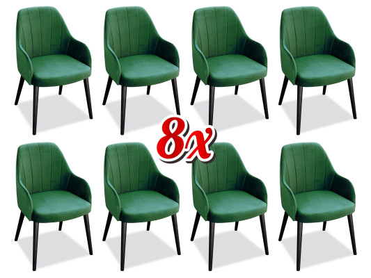 Eetkamerstoelen Stof Set 8x Sessel Stoel Designer Hout Textiel Beklede Stoelen