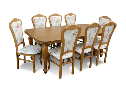 Compleet set eettafel + 8 stoelen eetkamerset eetgroep houten tafel tafels 9-delig