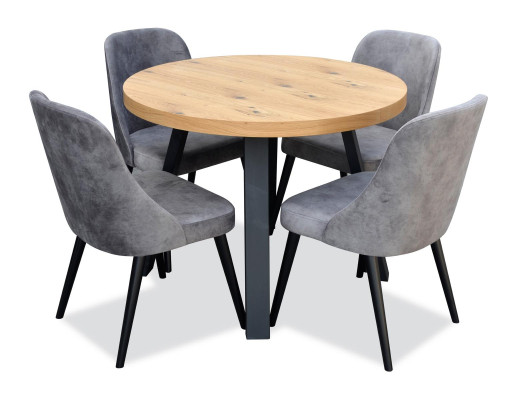 Ronde eetkamer + 4 stoelen Stoelset Meubelset Ronde tafel Houten tafels Ronde 5-delig