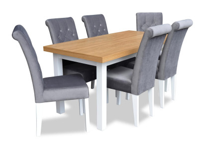 Fauteuil Eettafel met 6 stoelen Eethoek Eetkamer Tafelgroep Set van 7 delen