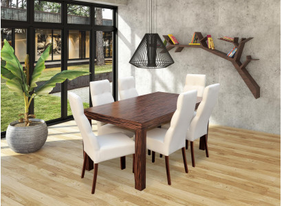 Klassieke eettafel van hout met eetkamerset van 6 stoelen en 7-delige set.