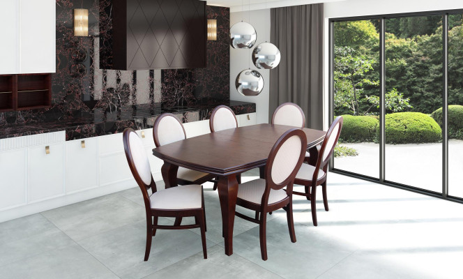Volledige set eettafel 6 stoelen eetkamerset eetgroep houten tafel 7-delig