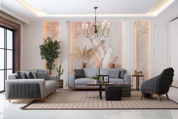 Luxueuze bankstel 3+2+1 Moderne bank bankstel gestoffeerd ontwerp Lounge meubilair