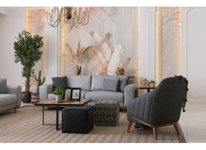 Sofa set Bank bekleding Driezitter Bankstellen 3+1 Bankstel Woonkamer