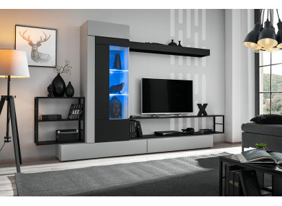 Moderne design woonwand tv-standaard houten wandplanken luxe woonkamerinrichting