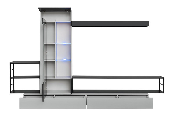 Moderne design woonwand tv-standaard houten wandplanken luxe woonkamerinrichting