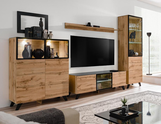 Woonkamer Modern Set Vitrine Ladekast Woonkamer TV-meubel Design Nieuw