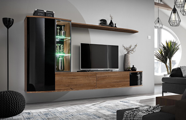 Woonwand Set Luxe Woonkamer TV Stand Hout Wandplank Wandkast Nieuw
