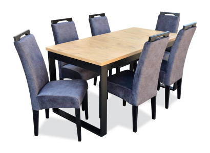 Klassieke eetkamerset Rechthoekige tafel 6 stoelen Armstoel Groep set 7-delig.