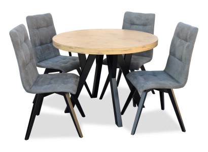 Complete ronde eettafel 4x stoelen eetkamer set eetgroep hout 5-delig
