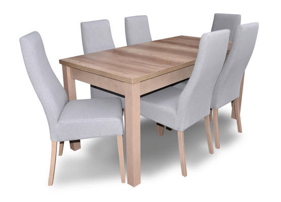 Complete set eetkamer fauteuil tafel 6x stoelen luxe eetgroep set 7-delig
