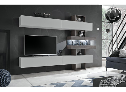 Woonkamer compleet meubilair RTV lowboard woonwand hout ontwerper inrichting