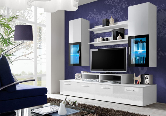 Woonkamer volledige woonwand planken luxe wandkast nieuw meubilair