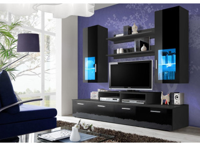 Woonwand hout stijl modern luxe woonkamer meubels wandkast compleet