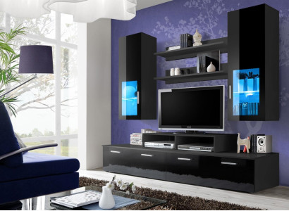 Woonwand hout stijl modern luxe woonkamer meubels wandkast compleet