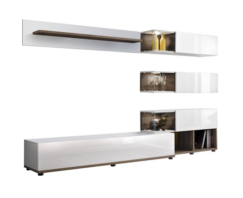 Woonkamerontwerp wandplank tv-standaard plank woonkamer houten inrichting