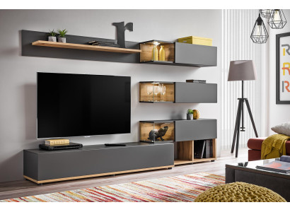 Luxe wandmeubel wandplank plank woonkamer tv-standaard modern hout designer