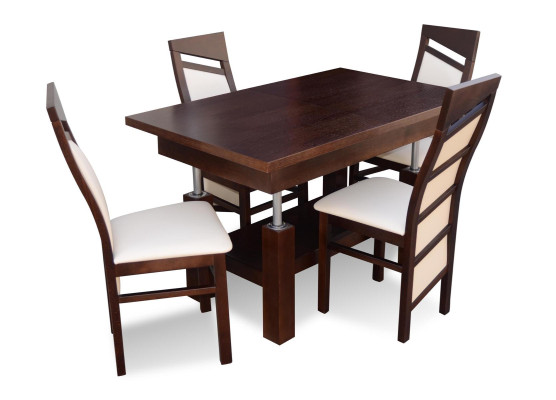 Ontwerp Eetkamer Set Garnituur 5-delig Houten Meubels Keuken 4x Stoelen Tafel Fauteuils