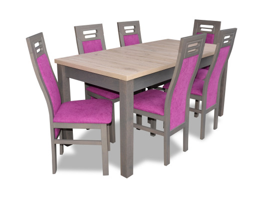Modern eetkamer houten tafel stoel set compleet set van 7 stuks