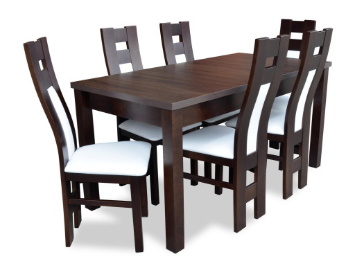 Compleet set eettafel 6x stoelen eetkamer eetgroep houten tafels 7-delig massief hout