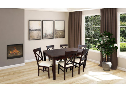 Compleet set eettafel 6x stoelen eetkamer eetgroep stenen garnituur tafels 7-delig