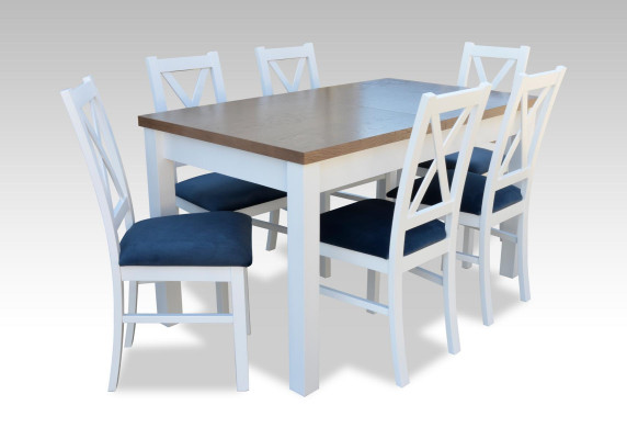 Eettafel set Tafel 6x stoelen Stoel Eetkamer set Tafel Hout Textiel 7-delig