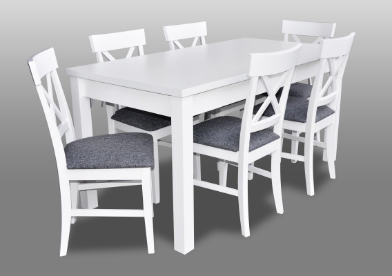 Modern Antiek Stijl Eetkamer Set Hout Metaal Tafel Eetkamerstoel 6x Stoelen Stoel