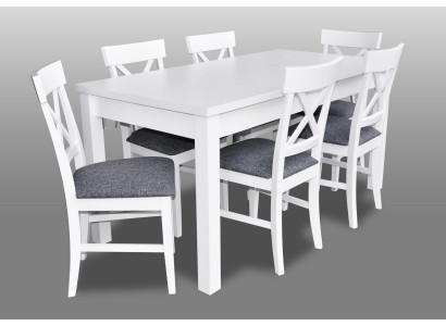 Modern Antiek Stijl Eetkamer Set Hout Metaal Tafel Eetkamerstoel 6x Stoelen Stoel