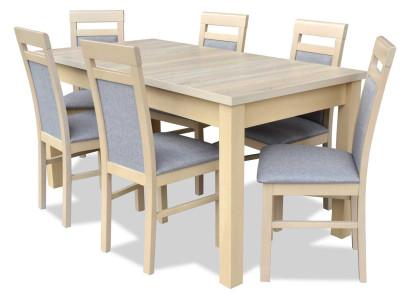 Eettafel + 6x Stoelen Eetkamer Set Designer Hout Klassieke Set