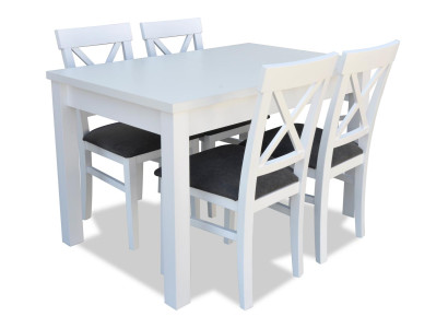 Ontwerp Houten Eetkamer Set Tafel 4x Leun Stoelen Set Garnituur Bekleding 5-delig Leun