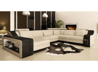Moderne woonlandschap stoffering hoekbank sofa bank hoekopstelling textiel