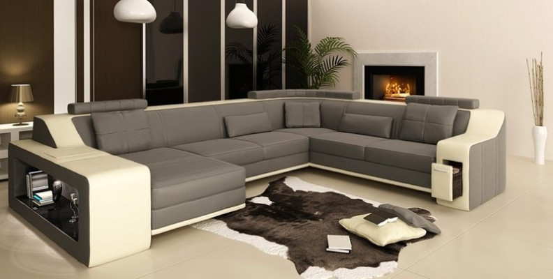 Moderne woonlandschap stoffering hoekbank sofa bank hoekopstelling textiel