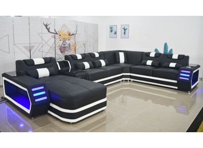 Ledersofa Sofa Moderne Bekleding Woonlandschap Lederen Design Hoekbank Bank Stof