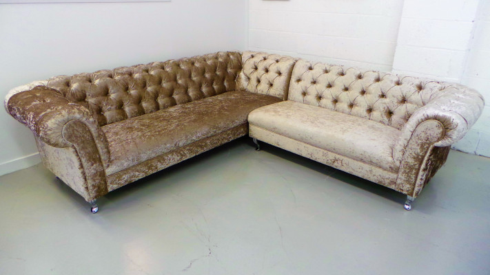 Chesterfield hoekbank bankstel bekleding nieuw set bank hoek lederen bank textiel
