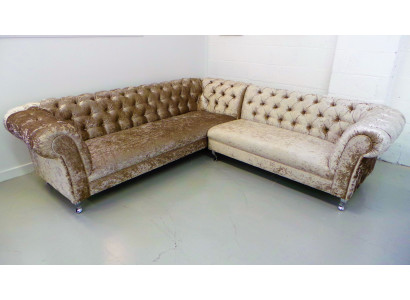 Chesterfield hoekbank bankstel bekleding nieuw set bank hoek lederen bank textiel